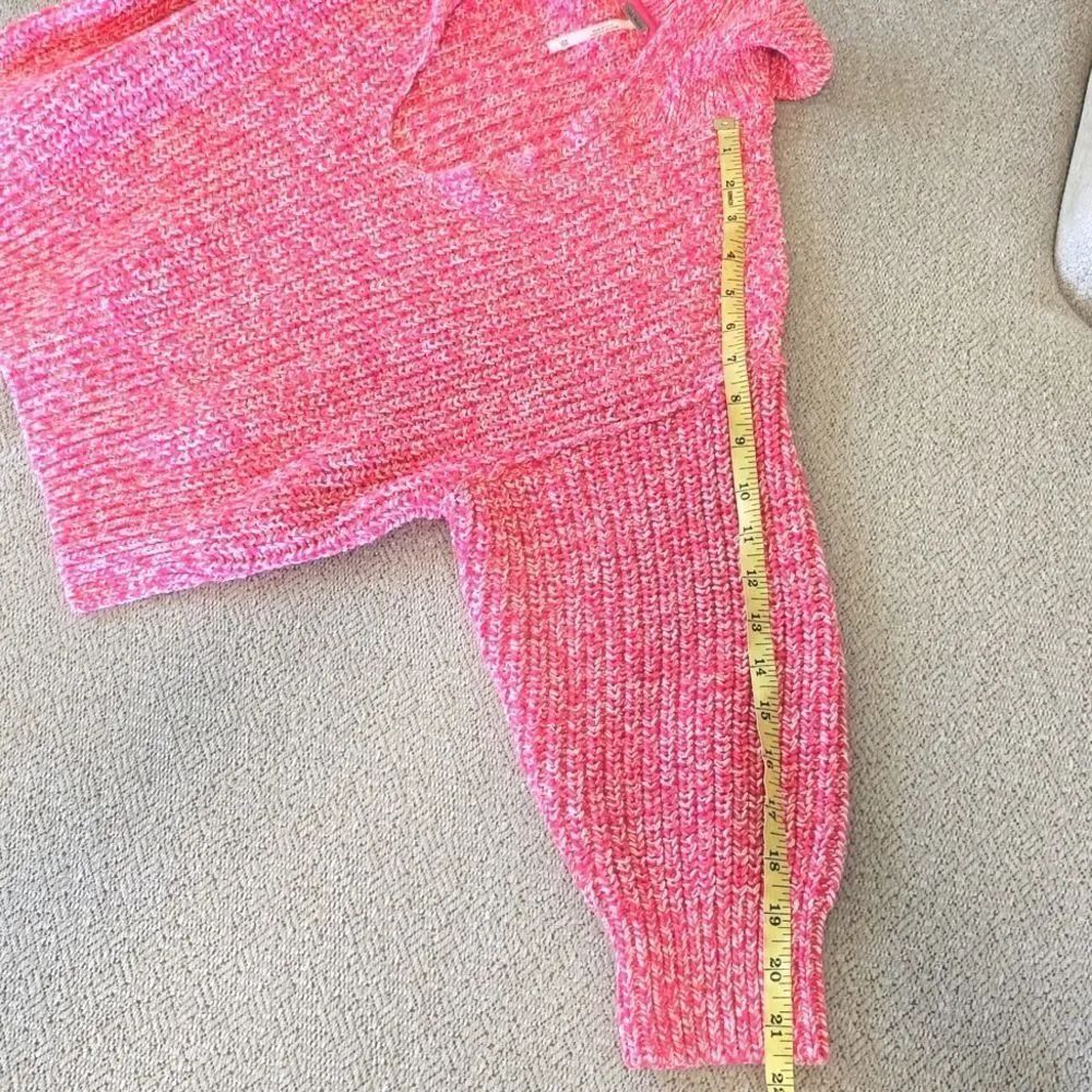 Free People Love This City Pink White Collared Slouchy Crop Sweater - Size XS - Picture 10 of 15